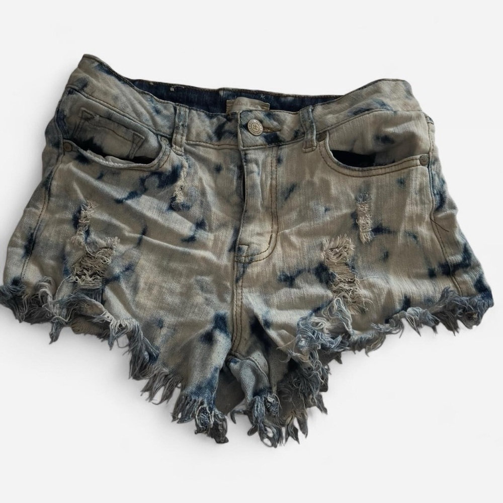 Altar'd State Blue Tie-Dye Jean Shorts